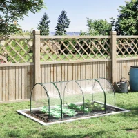 Outsunny 7' L x 3' W x 2.5' H Portable Tunnel Greenhouse for Outdoor Garden Hot House with 4 Zippered Doors, PVC Cover(m-8)