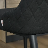 HOMCOM Modern Dining Chair Set of 2, Fabric Upholstered Side Chairs for Kitchen Living Room with Metal Legs, Black(m-9)