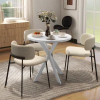 HOMCOM 29" Dining Table, Contemporary Round Kitchen Table with Steel Legs, White(m-1)