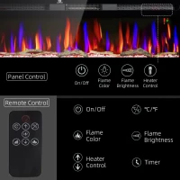 HOMCOM 50" Recessed or Wall Mounted Electric Fireplace Heater with Remote Control, Adjustable Flame Color and Brightness(m-5)