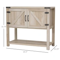 HOMCOM Farmhouse Double Door Coffee Bar Cabinet, Console Table, Sideboard Buffet Cabinet with Bottom Shelf for Entryway, Living Room, Oak(m-3)