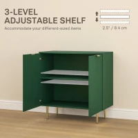 HOMCOM Modern Kitchen Storage Cabinet, Sideboard Buffet Cabinet with Adjustable Shelves and Metal Legs for Kitchen, Green(m-5)