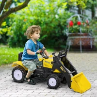 Aosom Kids Ride on Excavator, Pedal Go Kart with Front Loader Digger for 3 Year Old, Yellow(m-2)