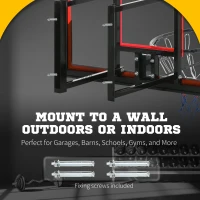 Soozier Wall Mounted Basketball Hoop with 43'' x 30'' Shatter Proof Backboard, for Indoor and Outdoor, Black(m-4)