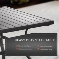 Outsunny 5pc Patio Garden Table Set Outdoor Furniture Dining Set w/ Metal Slat Finish and 1.75" Umbrella Hole for Backyard Porch, Grey(m-4)