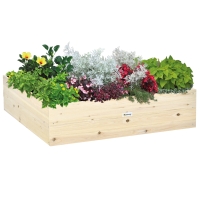 Outsunny Wooden Raised Garden Bed Kit, Elevated Planter Box with Bed Liner for Backyard, Patio to Grow Vegetables, Herbs, and Flowers, 4' x 4' x 12"