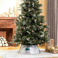 HOMCOM Christmas Tree Collar, Steel Tree Ring Skirt, Home Xmas Decoration for Christmas Tree, 26" x 26" x 9", Silver(m-7)