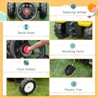 Aosom Kids Ride On Excavator, Pedal Digger, Construction Truck with Horn for Kids and Toddlers 3+, Yellow(m-6)