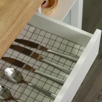 HOMCOM Wooden Rolling Kitchen Island on 360° Swivel Wheels Dining Cart with Drawer, Towel Rack for Kitchen, White(m-9)