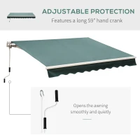 Outsunny 8' x 7' Patio Retractable Awning/Manual Exterior Sun Shade Deck Window Cover, Green(m-4)