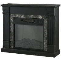 HOMCOM Electric Fireplace Mantel Wood Surround, Freestanding Fireplace Heater with Realistic Flame, Adjustable Temperature, Timer, Overheating Protection, and Remote Control, Black(m-11)