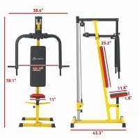 Soozier Chest Fly and Chest Press Machine for Back, Pectoral, Rear Deltoid and Shoulder Training, Yellow(m-3)