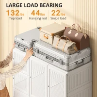 HOMCOM Portable Wardrobe Closet, Folding Clothes Storage Organizer with 8 Cube Compartments, 2 Hanging Rods, 11 Magnet Doors, White(m-6)