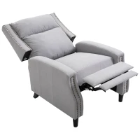 HOMCOM Manual Recliner Single Sofa Chair with Pushback, Accent Lounge Arm Chair with Retractable Footrest, Grey(m-8)