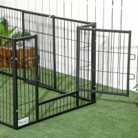 PawHut 6 Panel Dog Playpen Dog Pen Metal Pet Fence for Outside Indoor, Adjustable Width, Heavy Duty Steel Frame, 32.5"-59"W x 24"D x 24''H Black(m-10)