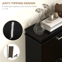 HOMCOM Slim Shoe Cabinet with 3 Flip Drawers and Adjustable Shelves, Narrow Shoe Cabinet for 15 Pairs of Shoes, Black(m-7)