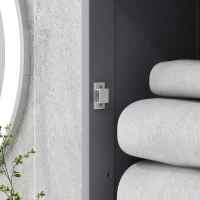 kleankin Tall Bathroom Cabinet, Narrow Storage Cabinet with Acrylic Door, Drawer, and 3 Shelves, Gray(m-9)