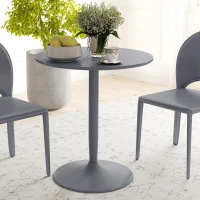 HOMCOM Modern Kitchen Table for 2 People, Round Dining Table with Steel Base for Living Room, Dining Room, Grey(m-7)