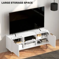 HOMCOM TV Stand with Storage for 55 Inch TV, Modern TV Cabinet with 2 Open Shelves and 2 Cabinets for Living Room, White(m-5)