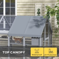 PawHut Wooden Catio Outdoor Cat Enclosure with Waterproof Cover, 2 Condos, 6 Platforms, Bridge, Doors, Gray(m-6)