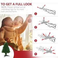 HOMCOM 2.5FT Prelit Artificial Tabletop Christmas Tree with Fibre Optics Holiday Home Xmas Decoration for Table and Desk Geen(m-7)