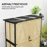 Outsunny Wood Storage Shed, Outdoor Garden Shed with Asphalt Roof, 2 Shelves, Lockable Doors and Adjustable Feet, Natural(m-5)