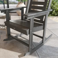 Outsunny 2 Pieces Outdoor Rocking Chairs, HDPE Patio Rockers with 28" High Back, Wide Armrests for Porch Backyard, Dark Gray(m-9)