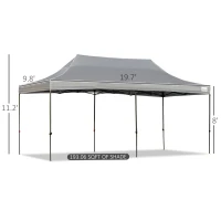 Outsunny 10' x 20' Pop Up Canopy Tent with Sidewalls & Doors, Instant Tents for Parties with Wheeled Carry Bag, Height Adjustable, for Outdoor, Garden, Patio, Gray(m-3)