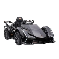 Aosom 12V Electric Ride-on Car, Licensed Lamborghini V12 Vision Gran Turismo Battery-Powered Ride-on Toy with Remote Control, Music, LED Lights, for 3-6 Year Old Boys and Girls, Black(m-1)