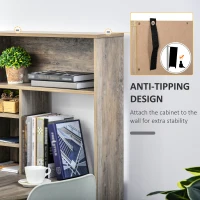 ​HOMCOM Nordic Style Computer Desk with Hutch and Storage Shelves PC Laptop Writing Table Home Office Workstation, Grey(m-5)