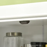 HOMCOM 72" Kitchen Pantry Storage Cabinet, Traditional Freestanding Cupboard with 4 Doors and 2 Adjustable Shelves, Large Central Drawer, X-Frame, White(m-9)