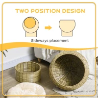 PawHut Handwoven Elevated Cat Bed with Soft Cushion & Cat Egg Chair Shape, Cat Basket Bed Kitty House with Stand, Raised Wicker Cat Bed for Indoor Cats, 23.5" H, Yellow(m-4)