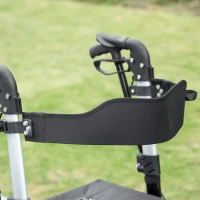 HOMCOM Lightweight Folding Rolling Walker with Large Seat, Back, Adjustable Handle, Bag, Dual Brake, Cane Holder, Black(m-10)