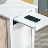 HOMCOM Wooden3-Tier Modern Nightstand with Pullout Shelf, Adjustable Open Shelf, and Door Cabinet, White(m-10)