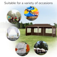 Outsunny 18.7' x 9.4' Party Tent, Portable Folding Wedding Tent, Garden Canopy Event Shelter, Outdoor Sunshade with 4 Removable Sidewalls, Coffee(m-6)