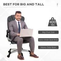 Vinsetto Heavy Duty Microfibre Office Chair, Big and Tall Computer Chair with Flip-up Arm, 400lbs, Charcoal Grey(m-4)