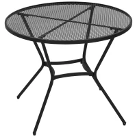 Outsunny 35" Round Outdoor Patio Bistro Dining Table, French Cafe Style, Conversation Space, Fast Drying Metal Mesh Tabletop for Garden, Backyard, Poolside, Black(m-1)
