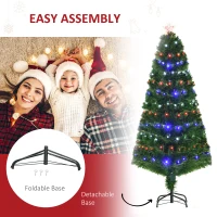 HOMCOM 5ft Fiber Optic Artificial Fir Christmas Tree, LED Pre-Lit Holiday Decoration with 180 Lights and Branch Tips(m-7)