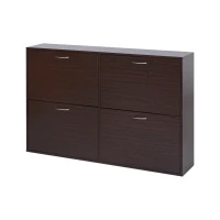 HOMCOM Flip Down Shoe Storage, Multi Cabinet, Wooden Shoe Rack, Entryway Shelf, 4 Drawer Organizer, Freestanding Unit, Brown(m-11)