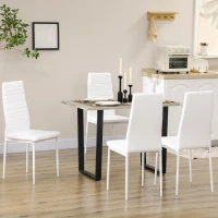 HOMCOM Modern Dining Chairs, Set of 4, High Back PU leather Upholstery and Metal Legs for the Living Room, Kitchen, Home Office, White(m-6)
