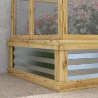 Outsunny Raised Garden Flower Bed Kit with Greenhouse, Wooden Cold Frame Planter, 35.5" x 31.5" x 36", Natural(m-9)