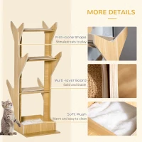 PawHut 4-level Platform Cat Tree with Resting House, Activity Center for kittens, Cat Tower Furniture with Cushion, Oak(m-6)