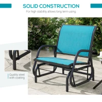 Outsunny Outdoor Glider Chair, Steel Swing Chai with Curved Armrests for Porch, Garden, Poolside, Balcony, Blue(m-6)