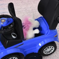 Aosom 2 in 1 Kid Ride on Push Car Sliding Car, Ride on Toy for Boy Girl Toddlers 1-3 Years Old, with Horn Music Light Function Secure Bar, Blue(m-9)