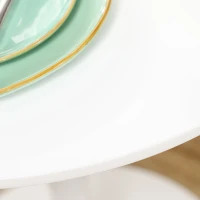 HOMCOM Modern Kitchen Table for 2, Round Dining Table with Steel Base for Living Room, Dining Room, White(m-11)