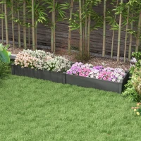 Outsunny Garden Bed with 2 Planter Box and Non-woven Fabric Liner for Backyard, Patio, 96" x 24" x 10", Grey(m-8)