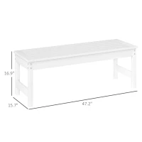 Outsunny 47" Outdoor Bench Seat, HDPE All-Weather Garden Bench, Backless Slatted Patio Bench for Yard, Porch, Park, White(m-3)