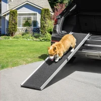 PawHut 72-Inch Portable Folding Dog Ramp for Cars, Trucks, SUVs, Non-Slip Pet Ramp for Large Dogs, Aluminum Frame for up to 198 LBS(m-1)