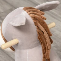 Qaba Kids Rocking Chair, Plush Ride On Rocking Horse Donkey with Sound, Wood Base Seat, Safety Belt, Baby Toddler Rocker Toy for 18 - 36 Months, Gray(m-8)