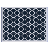 Outsunny Reversible Outdoor Rug, 9' x 12' Waterproof Plastic Straw Floor Mat, Portable RV Camping Carpet, Large Floor Mat for Backyard, Deck, Picnic, Beach, Blue & White